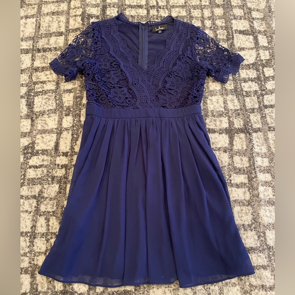 Lulu’s lace overlay navy dress, Sz M